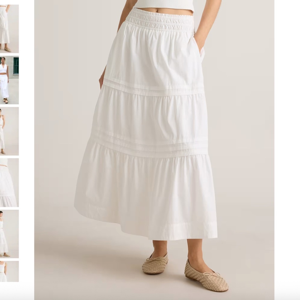 Quince 100% Organic Cotton Poplin Tiered Maxi Skirt Size M